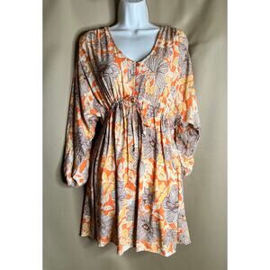 Band Of The Free - B.O.G Collective Apricot Floral Flowy Dress M NWT